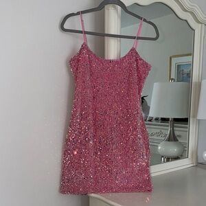 Pink Sequin Mini Dress